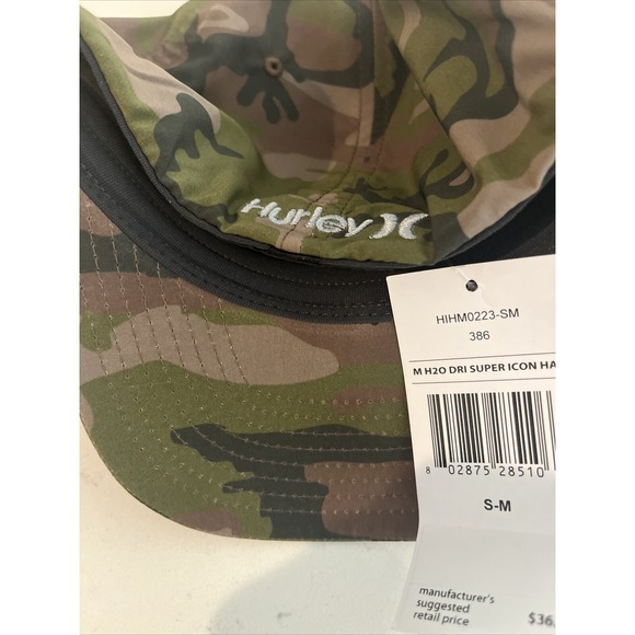Hurley H2O Dri Super Icon Camo Black Gray Patch Hat S/M‎ Small Medium - Picture 6 of 7